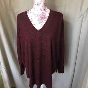 NWT Workshop Republic V neck knit top Heather red